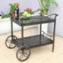 Indoor Outdoor Serving Cart, Patio Tea Bar Cart Aluminum Furniture, Two Shelves Kitchen Trolley with Wine Rack, Bronze