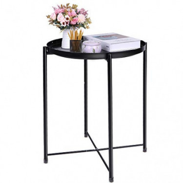 Metal Side Table Small End Table for Small Spaces Black End Tables Patio Round Table Coffee Tables for Living Room Black Side