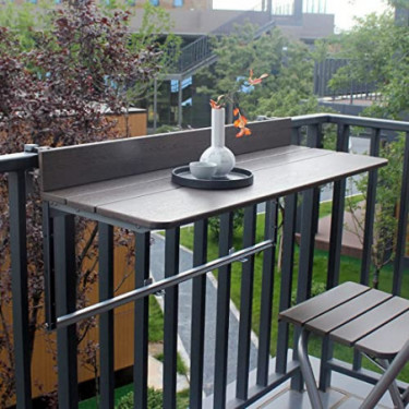 FURNIKNA Balcony Bar Table for Railings, Balcony Railing Hanging Table Folding Balcony Table Hanging Adjustable Deck Table fo