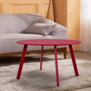 Grand Patio Round Coffee Table, Modern Steel Small Table for Apartment Bedroom Living Room Corridor Balcony, Red