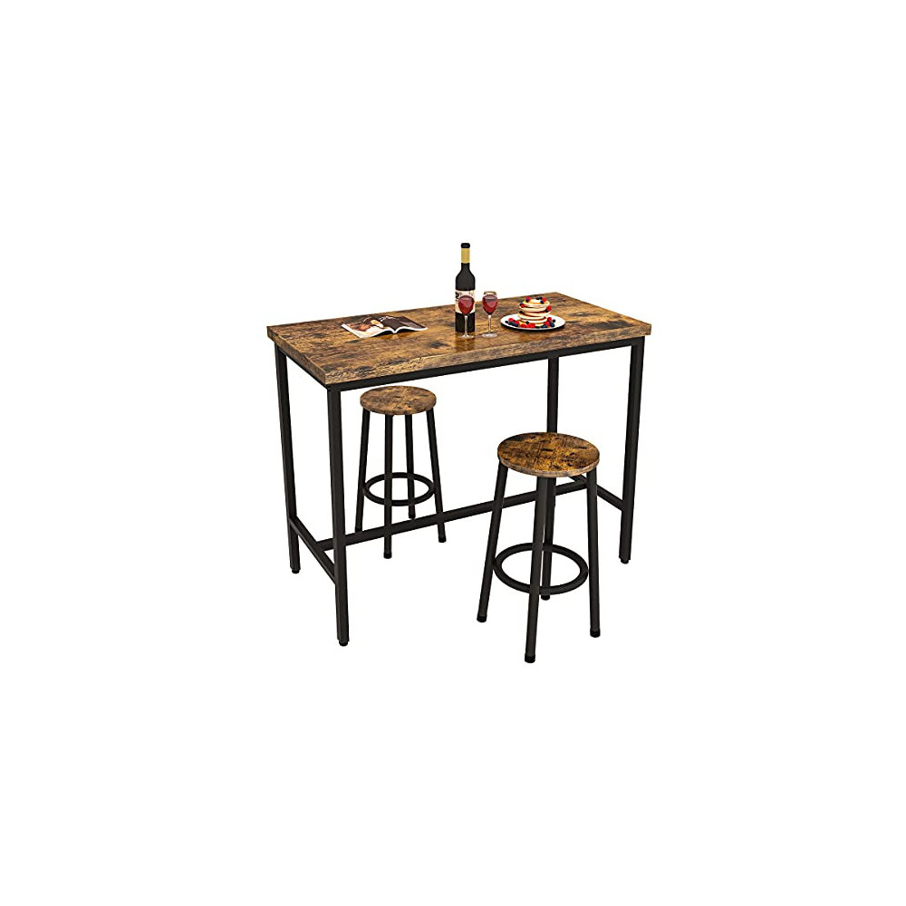 Recaceik 3 Piece Pub Dining Set, Modern bar Table and Stools for 2 Kitchen Counter Height Wood Top Bistro Easy Assemble for B