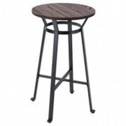 ALPHA HOME Bar Table Round Wood Top Sturdy Metal Frame Pub Bar Height Table for Bistro,Black