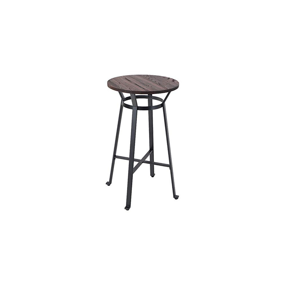ALPHA HOME Bar Table Round Wood Top Sturdy Metal Frame Pub Bar Height Table for Bistro,Black