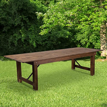 Flash Furniture HERCULES Series 9 x 40" Rectangular Antique Rustic Solid Pine Folding Farm Table