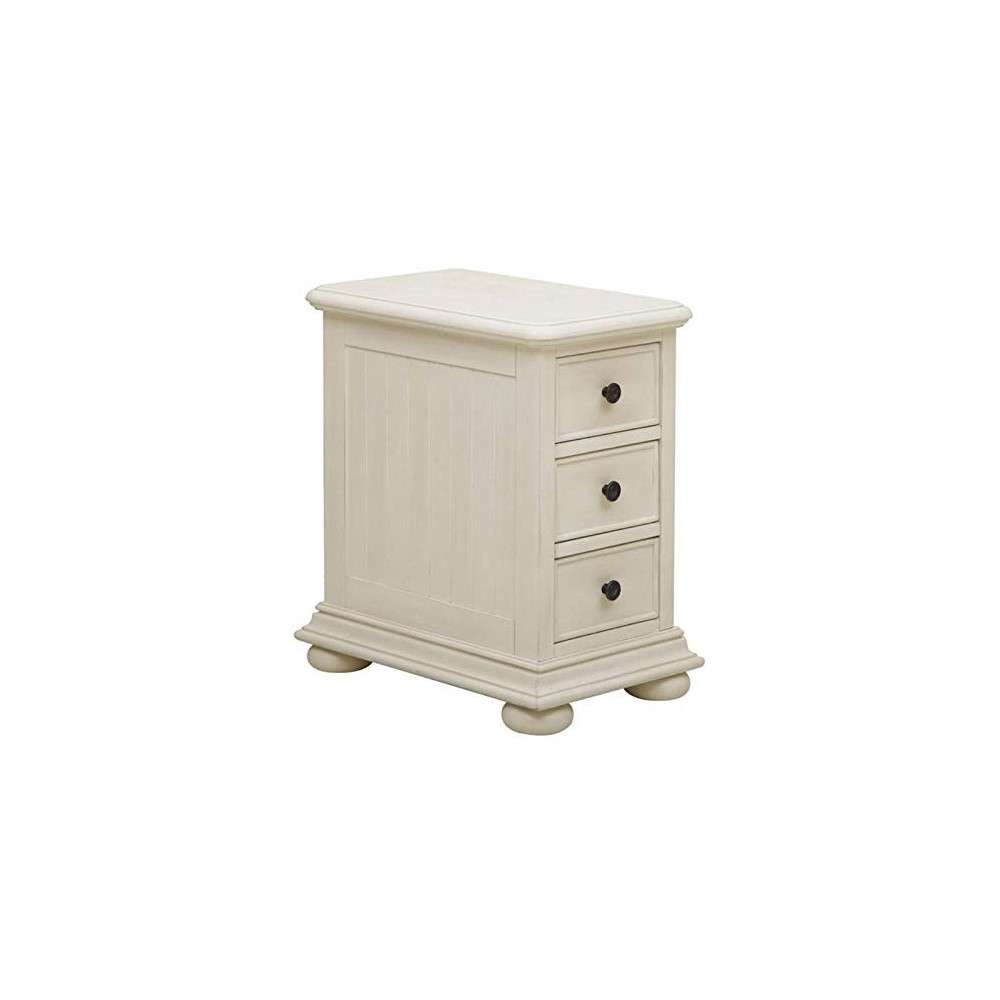 Pemberly Row 3 Drawer End Table in White Linen