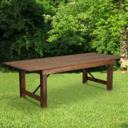 Flash Furniture HERCULES Series 8 x 40" Rectangular Antique Rustic Solid Pine Folding Farm Table