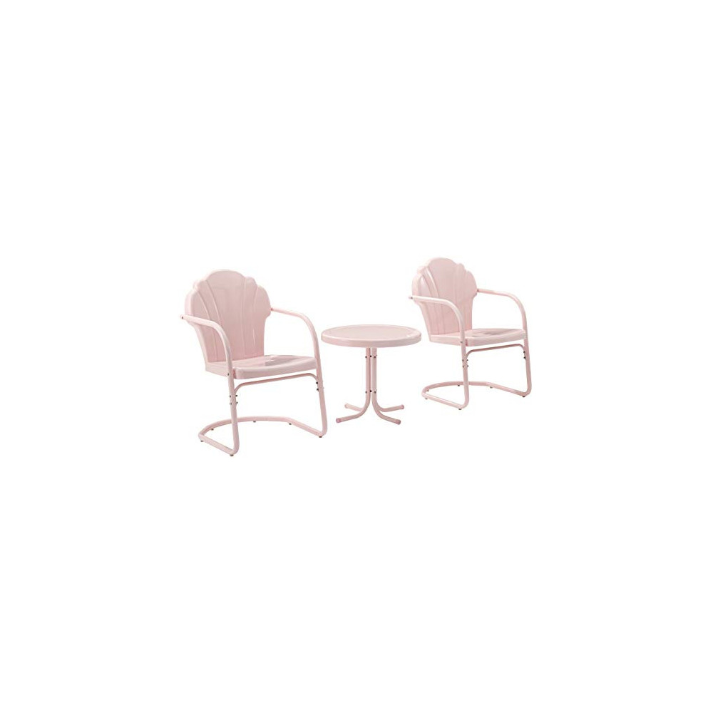 Crosley Furniture KO10011PI Tulip Retro Metal 3-Piece Seating Set  2 Chairs and Side Table , Pink