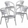 Flash Furniture 4 Pack Silver Metal Restaurant Stack Chair with Aluminum Slats