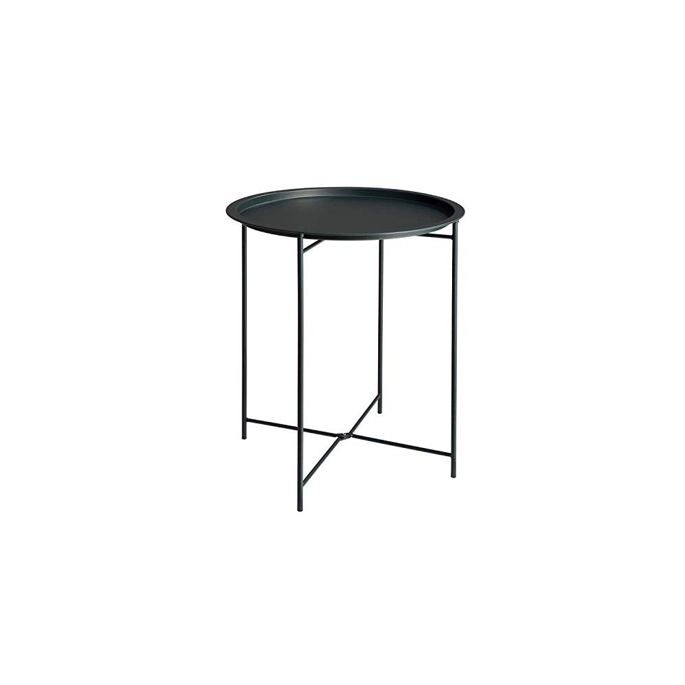 Furnius Folding Tray Metal Side Table, Sofa Table Small Round End Tables, Anti-Rust and Waterproof Outdoor or Indoor Snack Ta
