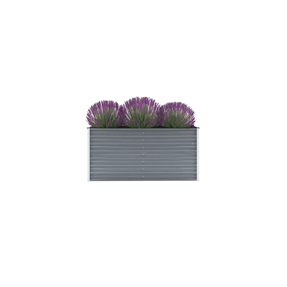 vidaXL Garden Planter Galvanised Steel 160x40x77cm Grey Plant Raised Bed Box