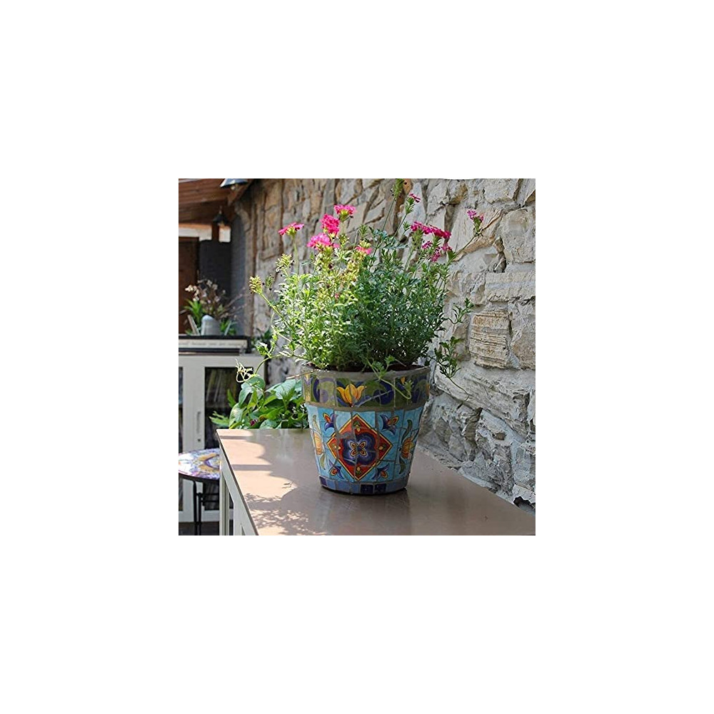 Liiokiy Decoration Creative Potted Flowerpot Plants Home Indoor Planter Pot Ceramic Mosaic Planter Bonsai Floor-to-Ceiling Ga