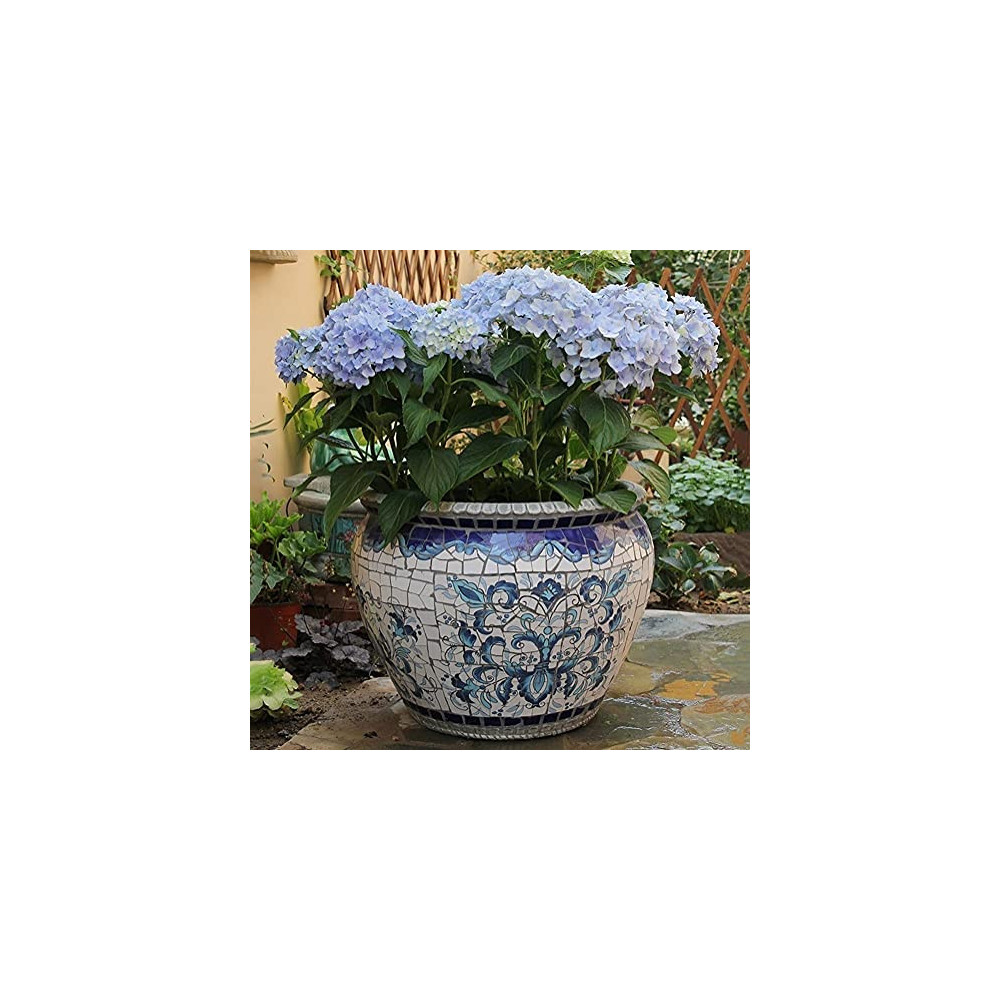 Kioiien Flower Pots Hand-Printed Creative Ceramic Mosaic Flowerpots Indoor Outdoor Garden Green Plant Cylinder Planter Plant 