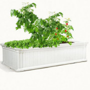 YJYDD 48"x24" Raised Garden Bed Rectangle Plant Box Planter Flower Vegetable White