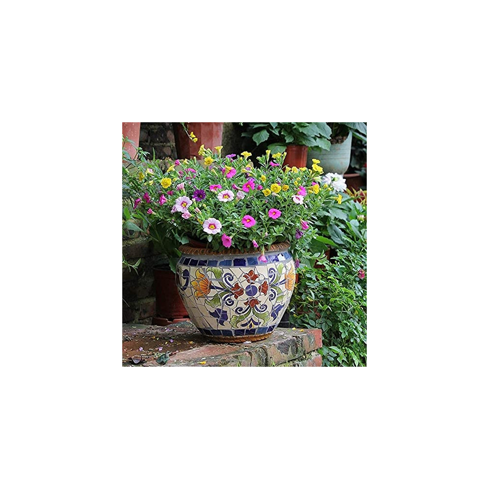 Liiokiy Garden Plant Container Painting Landscape Pattern Planter Creative Animal Little Bird Mosaic Indoor Or Outdoor Use Pl
