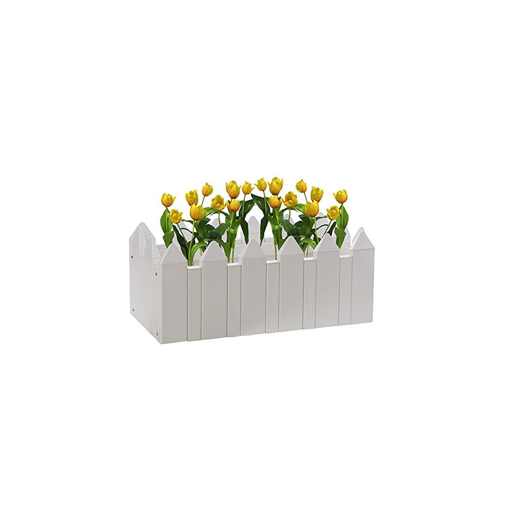 Unknown1 Vinyl Planter Box Garden Bed Flower Pot White Rectangular