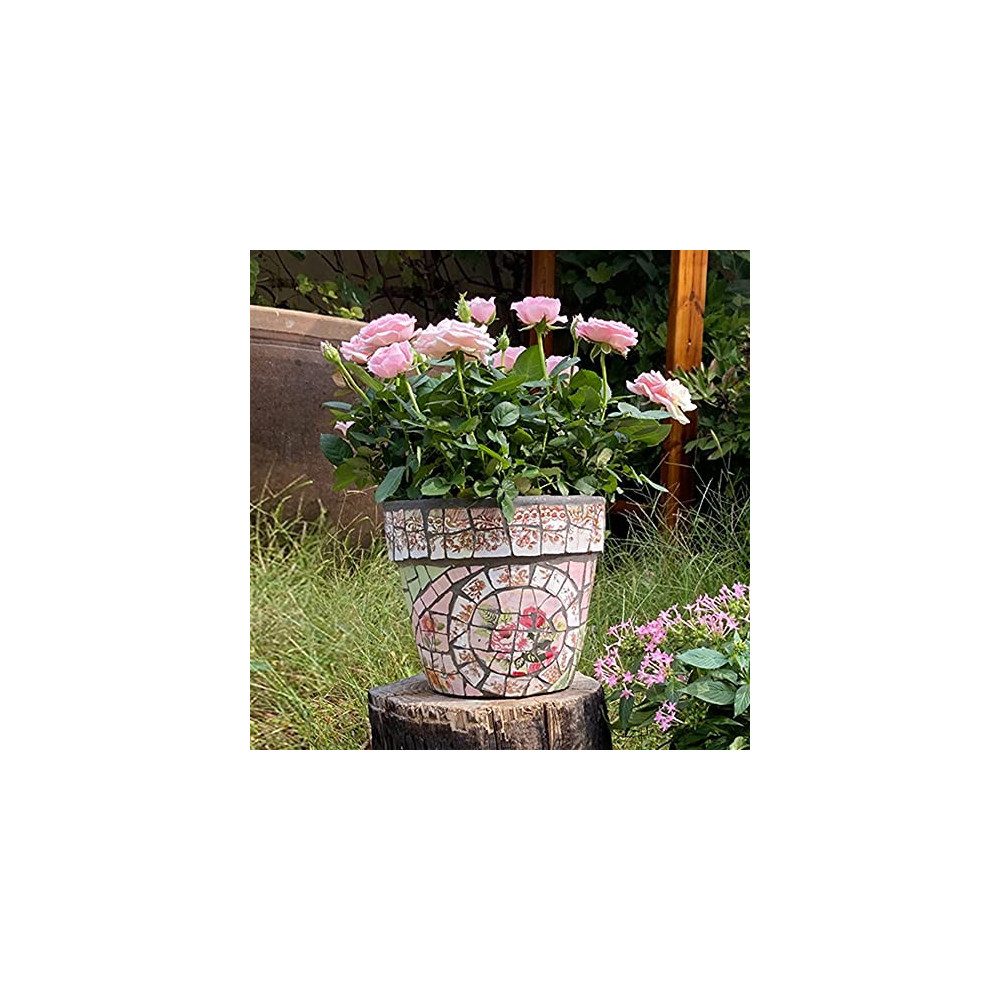 Kioiien Succulent Planter Flower Pot Creative Ceramic Mosaic Bonsai Pots Indoor and Outdoor Cylinder Planter Plant Containers