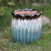 Kioiien Ceramic Succulent Planter Flower Pot,Round Large Cylinder Planter Indoor and Outdoor Bonsai Pots Plant Containers for