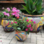 Liiokiy Ceramic Flower Pot Spain Round Classical Outdoor Large Plant Pot Garden Balcony Decor Landscape Vase Container Pots f