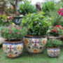 Liiokiy Home Indoor Planter Pot Painting Landscape Pattern Planter Creative Animal Little Bird Mosaic Ceramics for Indoor Flo