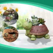YeLukk 1PC Cute Turtle Decor,Flowerpot Animal Resin Succulent Planter Desk Mini Simulation Statues,Sculpture Art Ornament, In