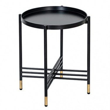 Side End Cooffe Folding Table - MBOOYOME 15.75” Diameter Accent Metal Round Modern 2-Tier Patio Table with Tray for Living Ro