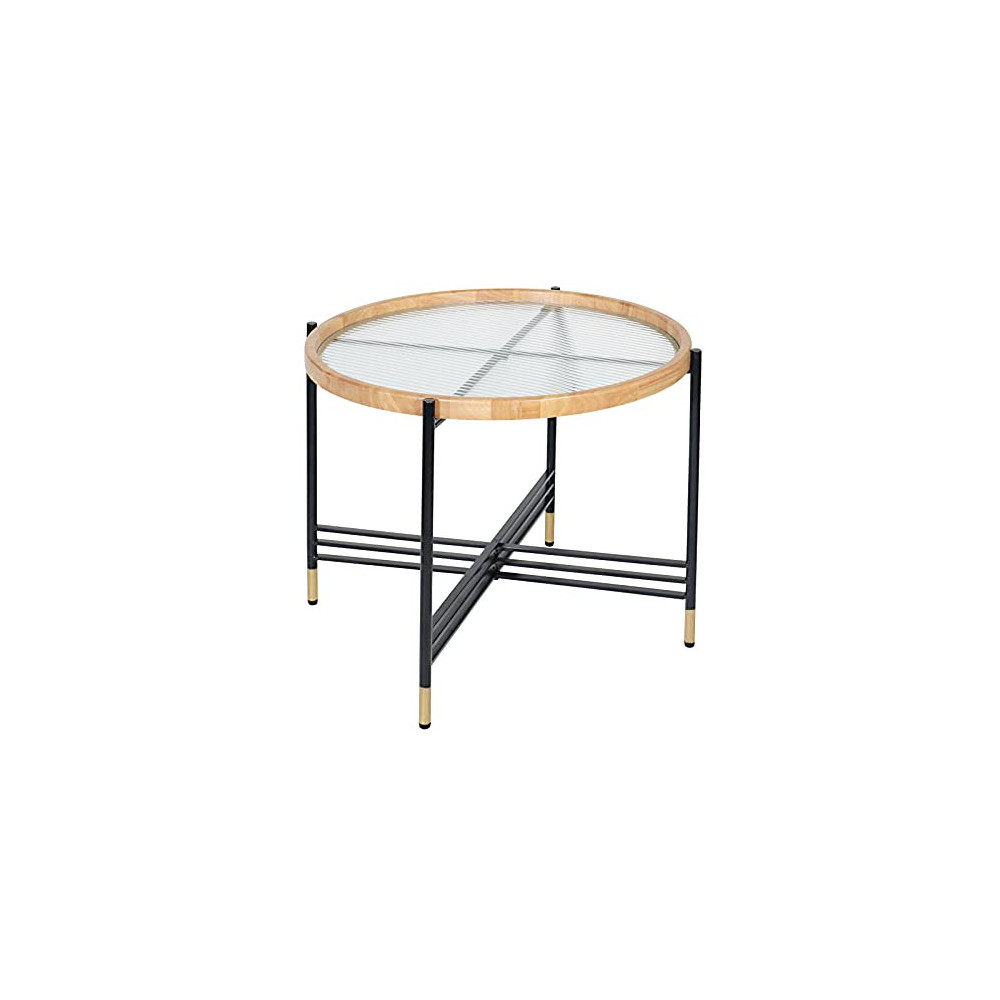 Side End Cooffe Folding Table - MBOOYOME 21.7” Diameter Accent Metal Round Modern 2-Tier Patio Table with Tray for Living Roo