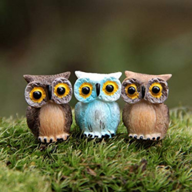 YeLukk Owl Decor,Creative Simulation Cute Animals Set Desktop Resin Landscape, Figurine Decoration for Indoor Outdoor Lawn Co