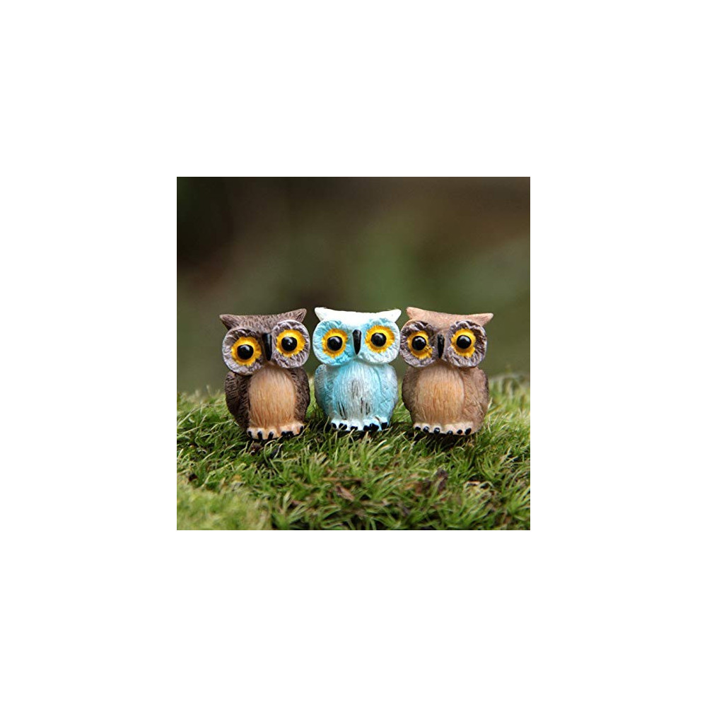 YeLukk Owl Decor,Creative Simulation Cute Animals Set Desktop Resin Landscape, Figurine Decoration for Indoor Outdoor Lawn Co