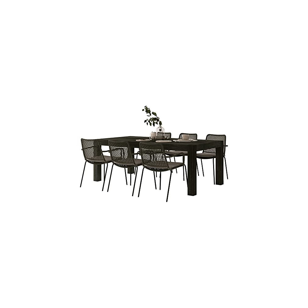 Midtown Concept Weathered 7-Piece Indoor Dining Room Table Set Modern Dining Set Dark Grey Kitchen Table with 6 Dark Grey Din