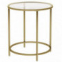 VASAGLE Round Side Table, Glass End Table with Metal Frame, Small Coffee Accent Table, Bedside Table, Modern Style, for Livin