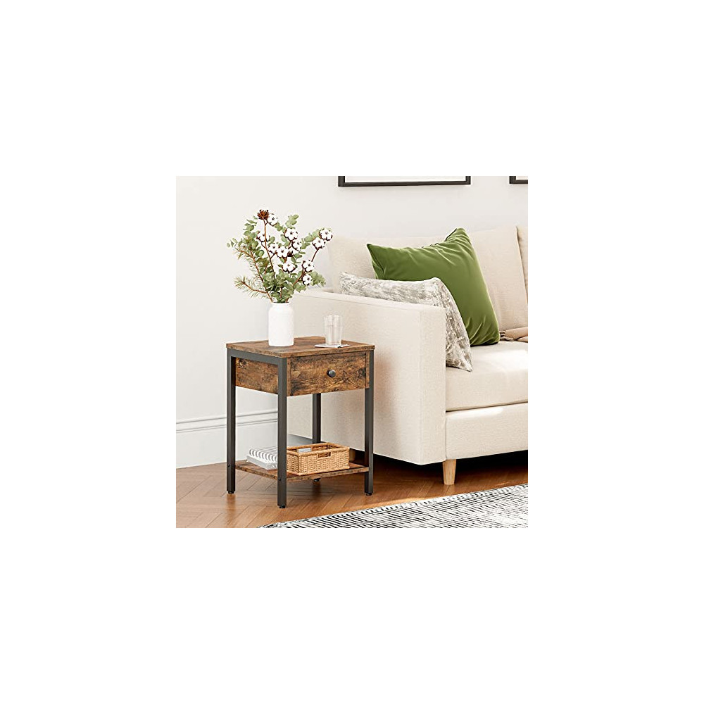 HOOBRO Nightstand, 2Tier End Table, Industrial Side Table with