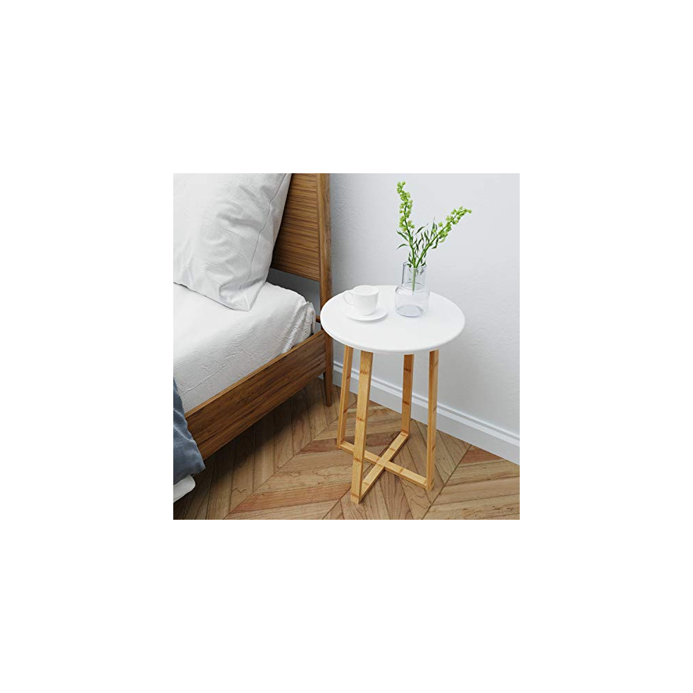 BAMEOS Side Table Modern Nightstand Round Side End Accent Coffee Table for Living Room Bedroom Balcony Family and Office  15.