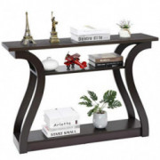SUPER DEAL 47-Inch 3-Tier Console Table - 3 Shelves Accent Sofa Side Table Modern Design Curved Frames Entryway Hall Wall Mou