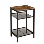 HOOBRO Side Table, Industrial End Telephone Table with Adjustable Mesh Shelves, for Office Hallway or Living Room, Wood Look 