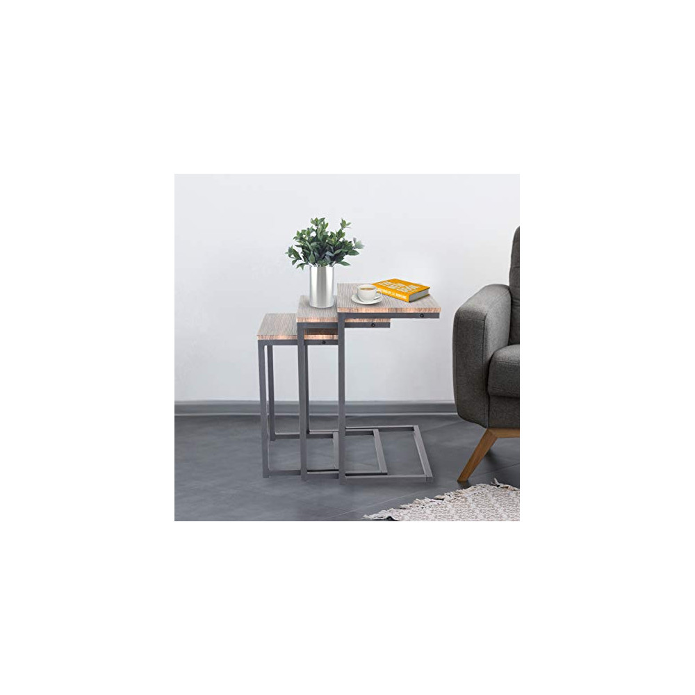 Zenvida Nesting Side/End Tables Set of 3 Modern Rustic Stacking