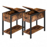 HOOBRO Narrow End Tables, Flip Top Side Table with Storage Shelf, Nightstands, Recliner Side Tables in Living Room Bedroom, S