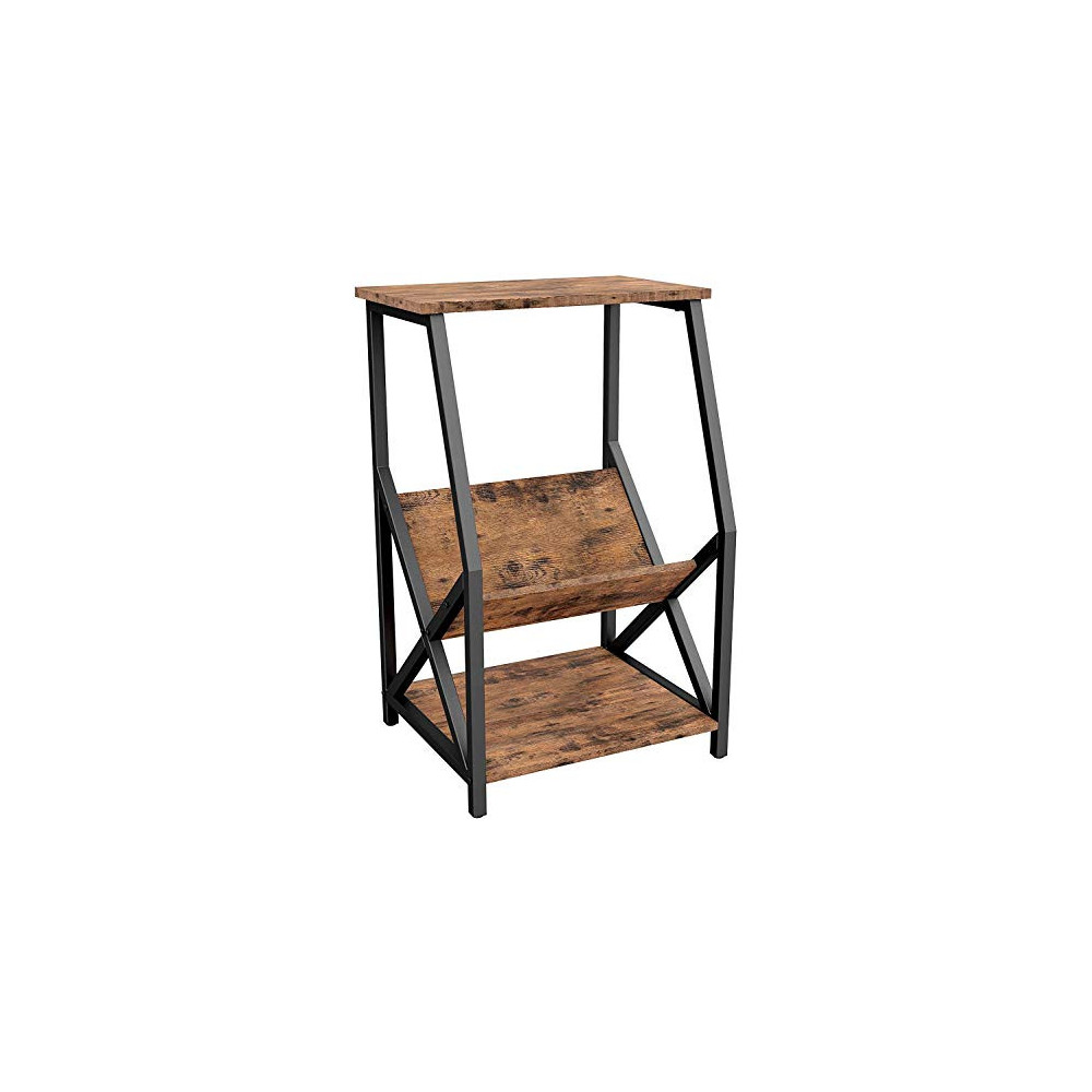 IRONCK Side Tables Living Room, Industrial End Table with Storage Wood Look Industrial Accent Table, Vintage Brown