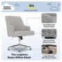 Serta Leighton Home Office Memory Foam, Height-Adjustable Desk Accent Chair with Chrome-Finished Stainless-Steel Base, Twill 