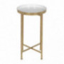 Kate and Laurel Celia Round Metal Foldable Tray Accent Table, White with Gold Base