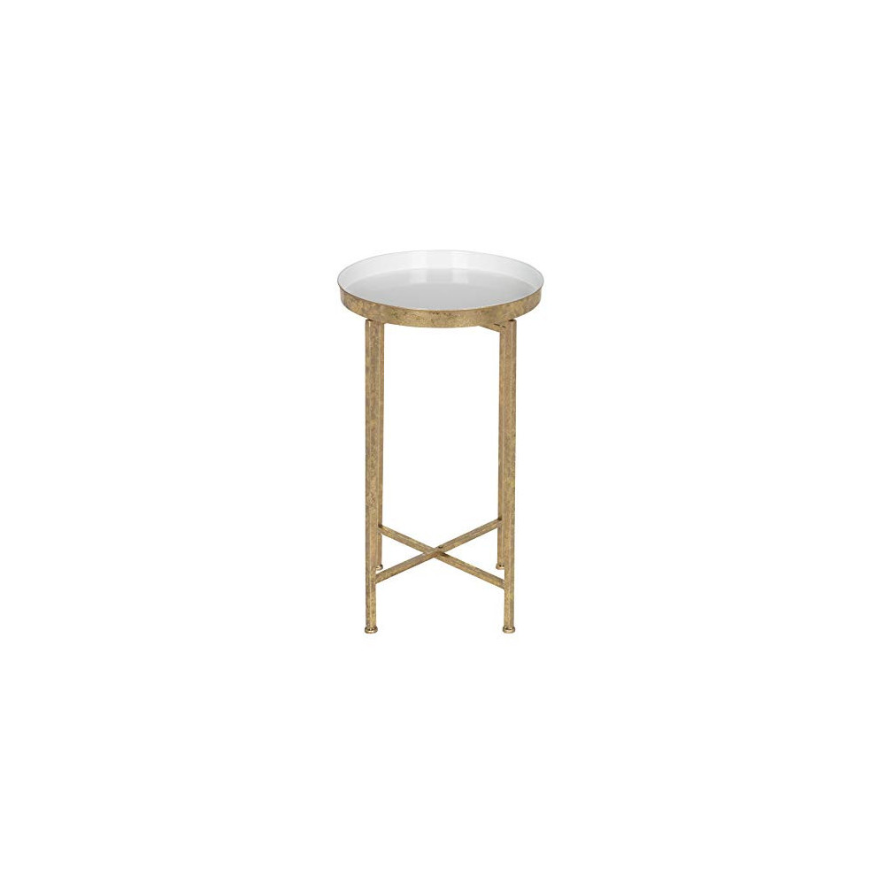Kate and Laurel Celia Round Metal Foldable Tray Accent Table