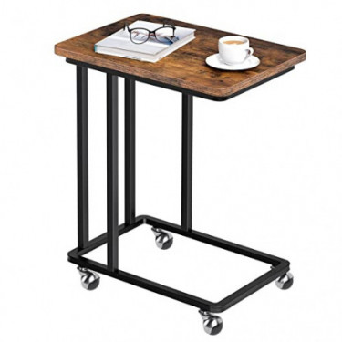 HOOBRO Side Table, Mobile Snack Table, Slides Next to Sofa Couch, Industrial Laptop Table for Small Space, Living Room, Bedro