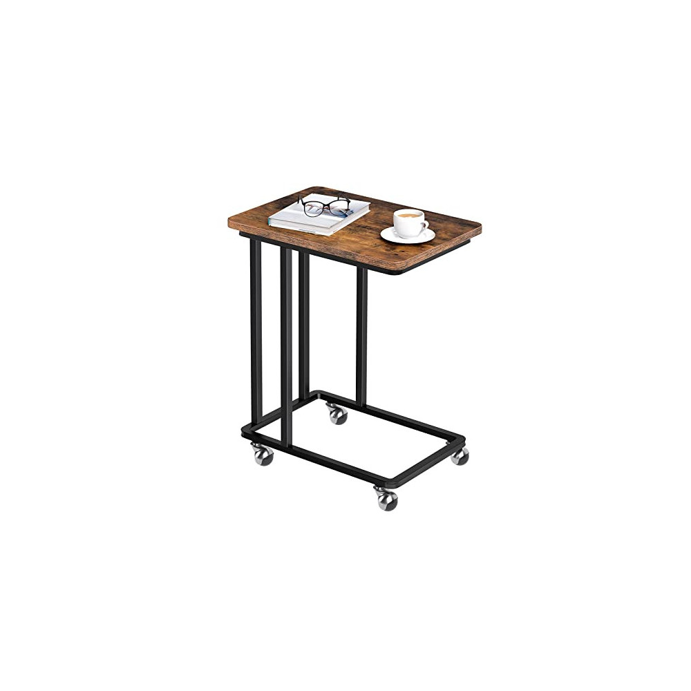 HOOBRO Side Table, Mobile Snack Table, Slides Next to Sofa Couch, Industrial Laptop Table for Small Space, Living Room, Bedro