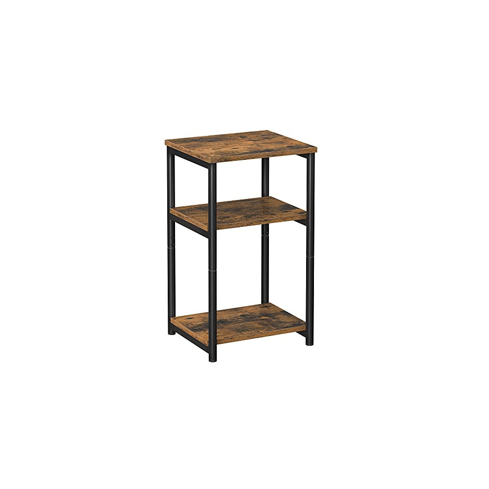VASAGLE Tall Side Table, End Table with Storage Shelves, 3-Tier Slim Table, Steel Frame, for Living Room, Study, Bedroom, Ind