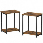 VASAGLE End Tables Set of 2, Side Tables with Storage Shelf, Slim Night Tables, Steel Frame, for Living Room, Study, Bedroom,