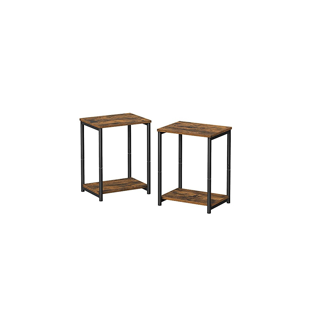 VASAGLE End Tables Set of 2, Side Tables with Storage Shelf, Slim Night Tables, Steel Frame, for Living Room, Study, Bedroom,