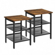 VASAGLE Nightstand, Set of 2 Side Tables, End Tables with Adjustable Mesh Shelves, for Living Room, Bedroom, Industrial, Stab