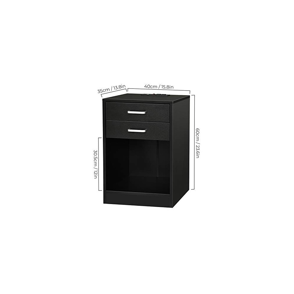 ADORNEVE Black Nightstand with USB Port for Bedroom End Table