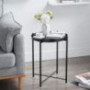 EKNITEY End Table,Folding Metal Side Table Waterproof Small Coffee Table Sofa Side Table with Removable Tray for Living Room 
