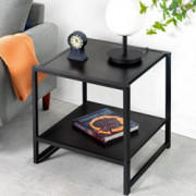 ZINUS Dane 20 Inch Black Frame Side Table / End Table / Easy Assembly, Rich black wood grain  Espresso 