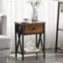 VECELO Modern Versatile Nightstands X-Design Side End Table Night Stand Storage Shelf with Bin Drawer for Living Room Bedroom